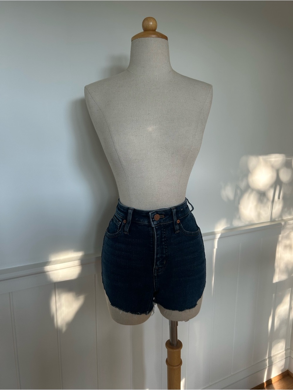 Madewell Dark Blue High-Rise Denim Cutoff Shorts